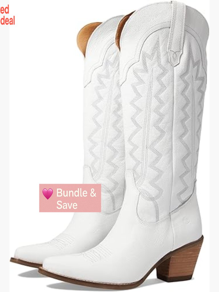 Knee High Snip Toe Boots With Embroidery, Mid Heel, Leather, Pull On